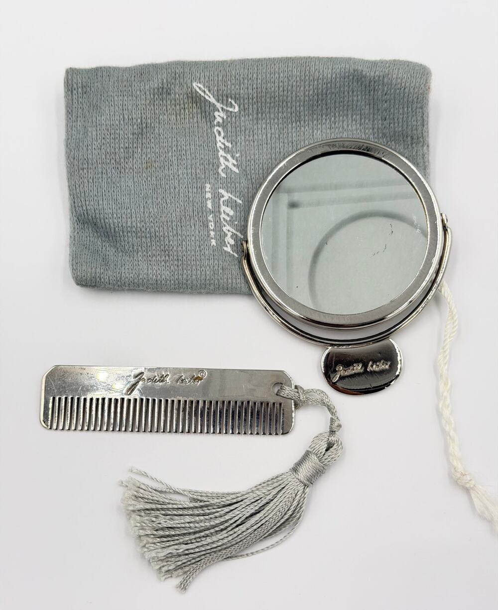 Judith Leiber Vintage Travel Reversible Compact Mirror & Tassel Comb Set